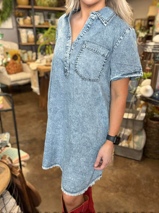 Rolled Up Sleeve Dress