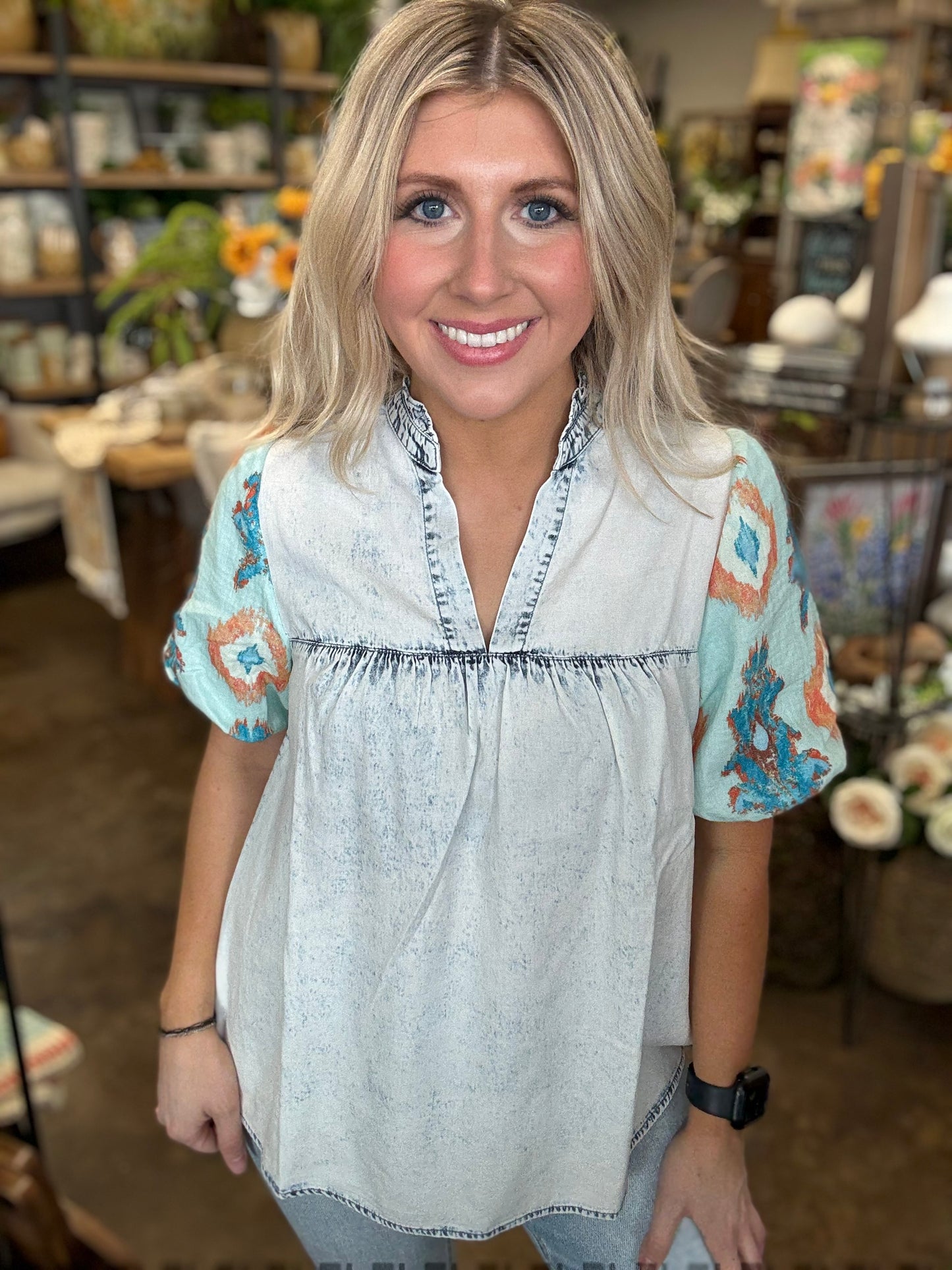 Washed Mixed Media Top