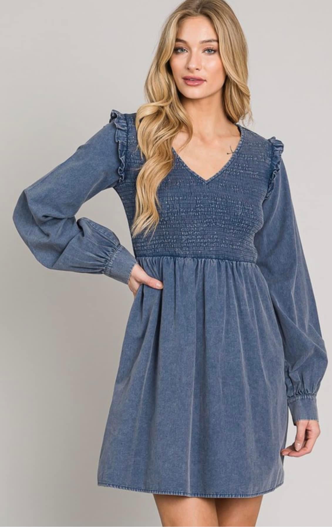 Smocked Flare Dress