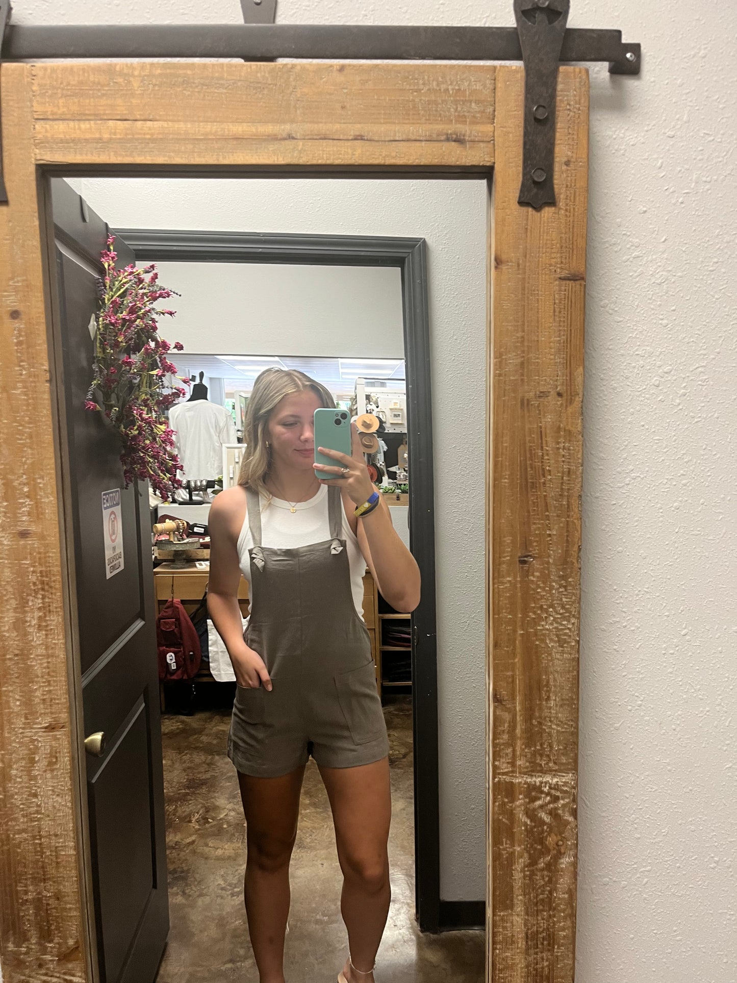 Charcoal Linen Short Overall