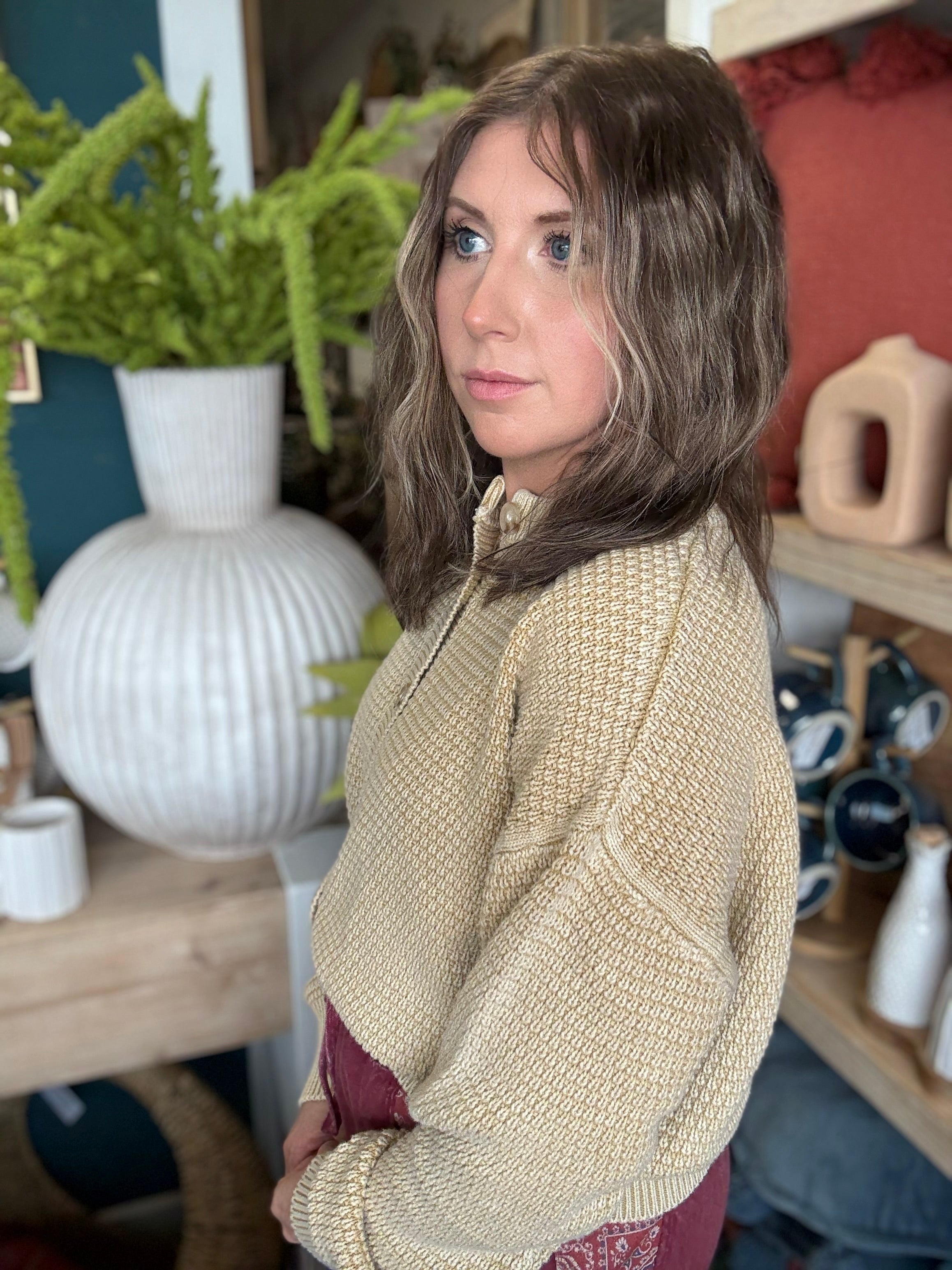 Mineral Washed Sunday Stroll Cardigan — Oatmeal