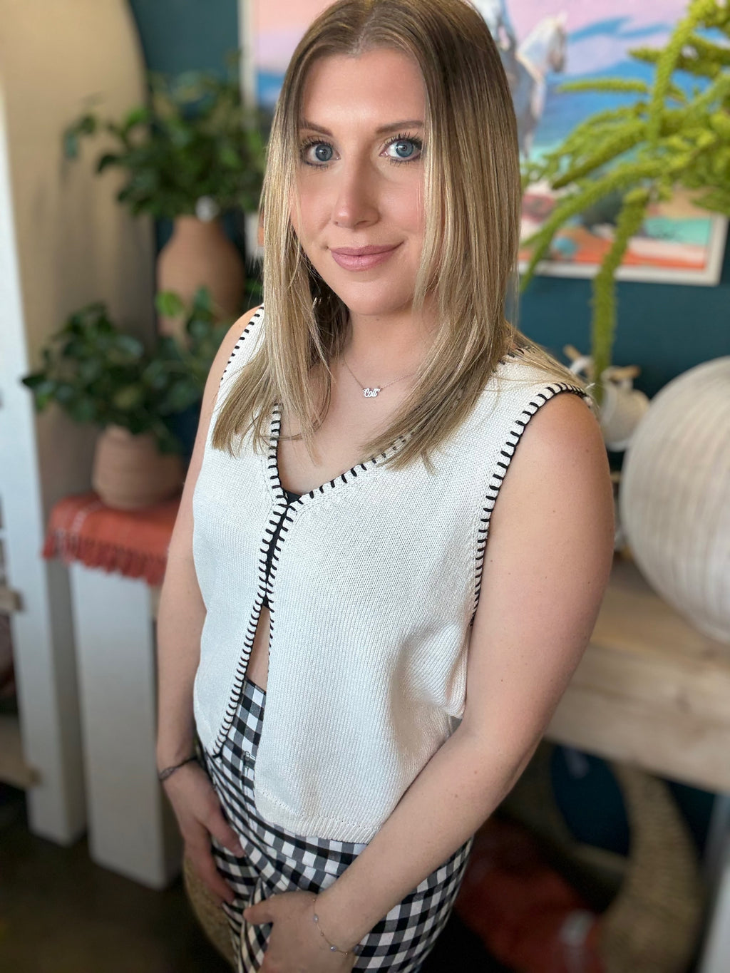 Stitch Detail Knit Vest