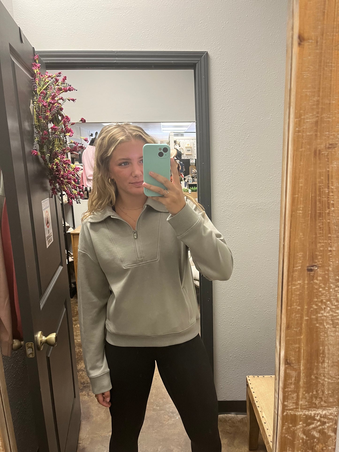 Green Quarter Zip Top