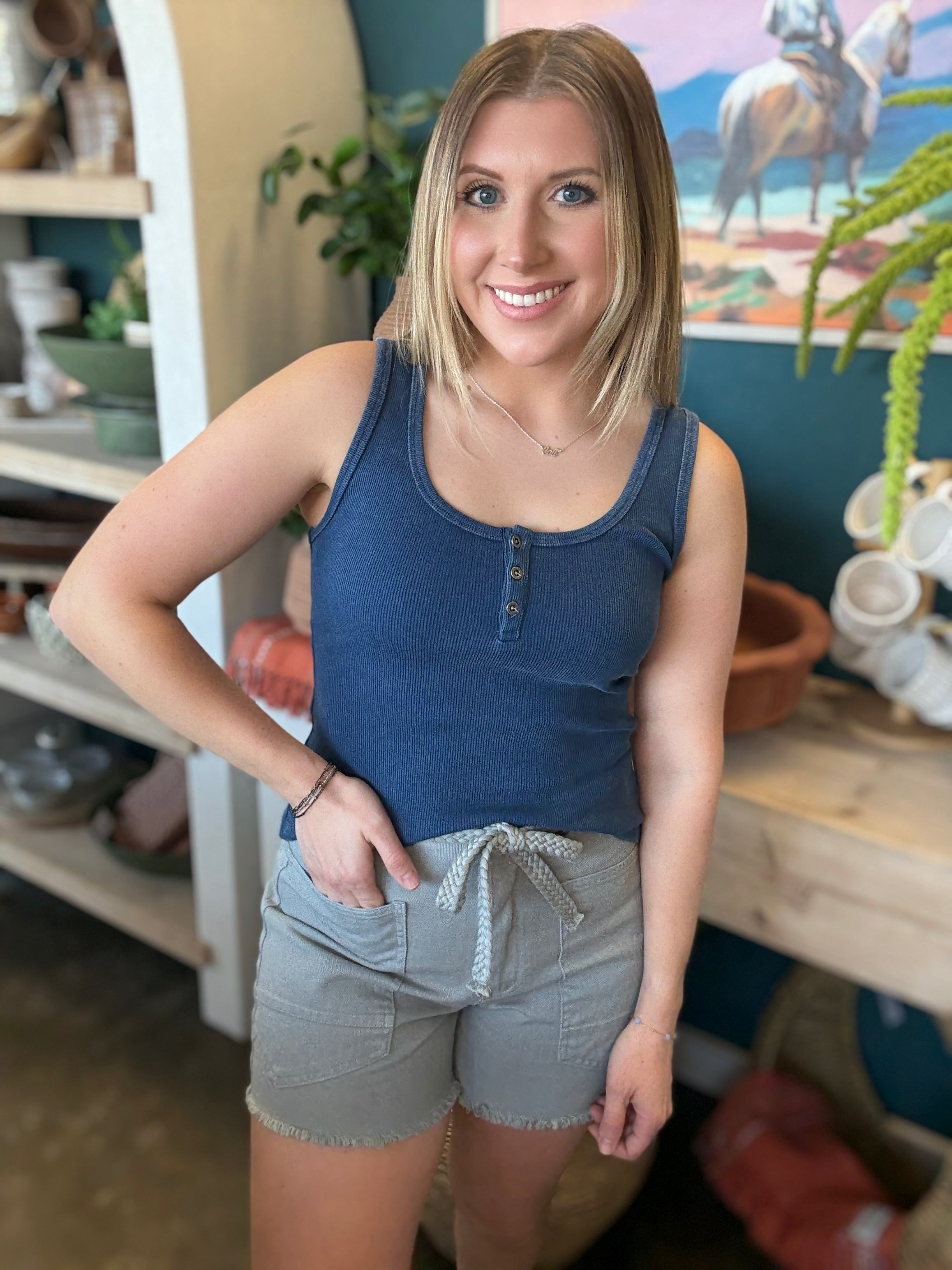 Navy Button Tank