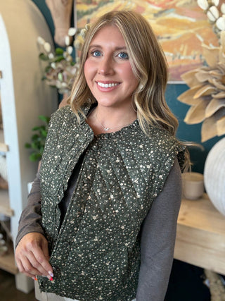 DITSY PRINT RUFFLE QUILTING VEST