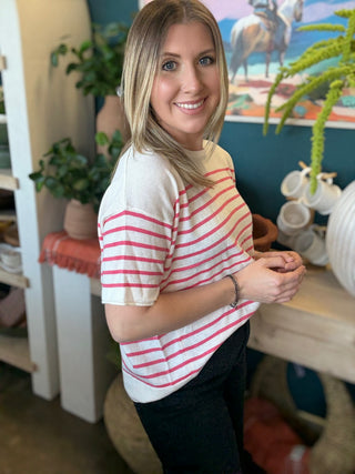 Pink and Ivory Stripe Everyday Top