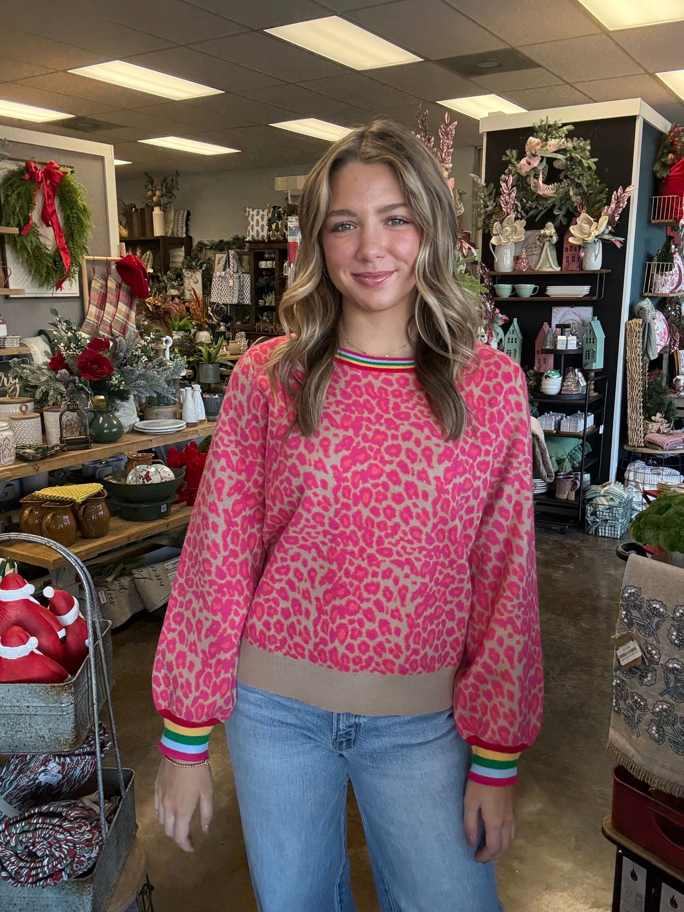 Hot Pink Leopard Sweater