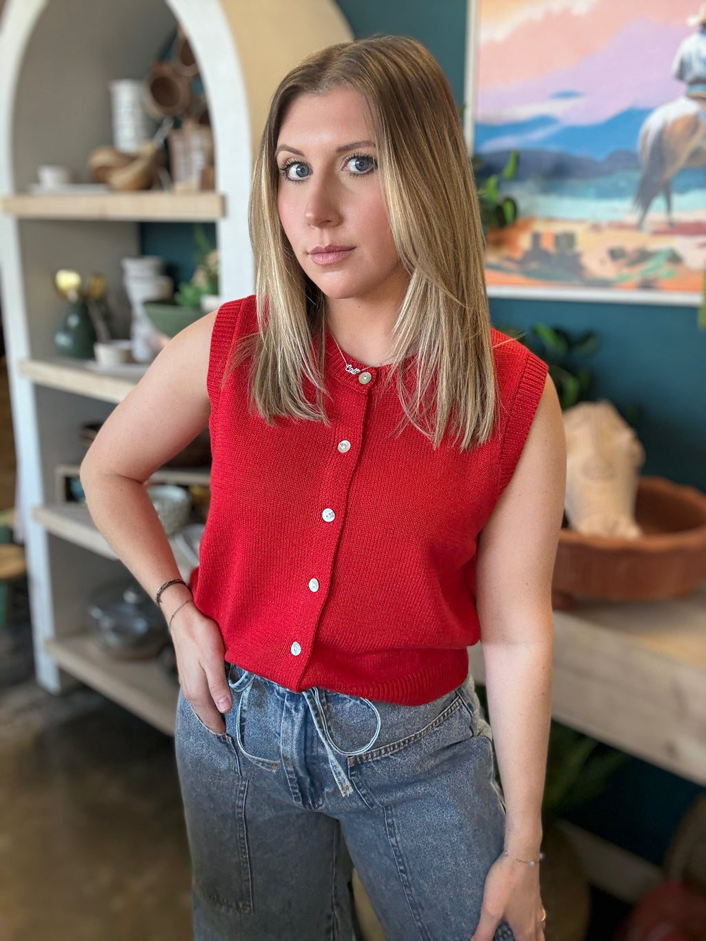 The Classic Button Knit Top