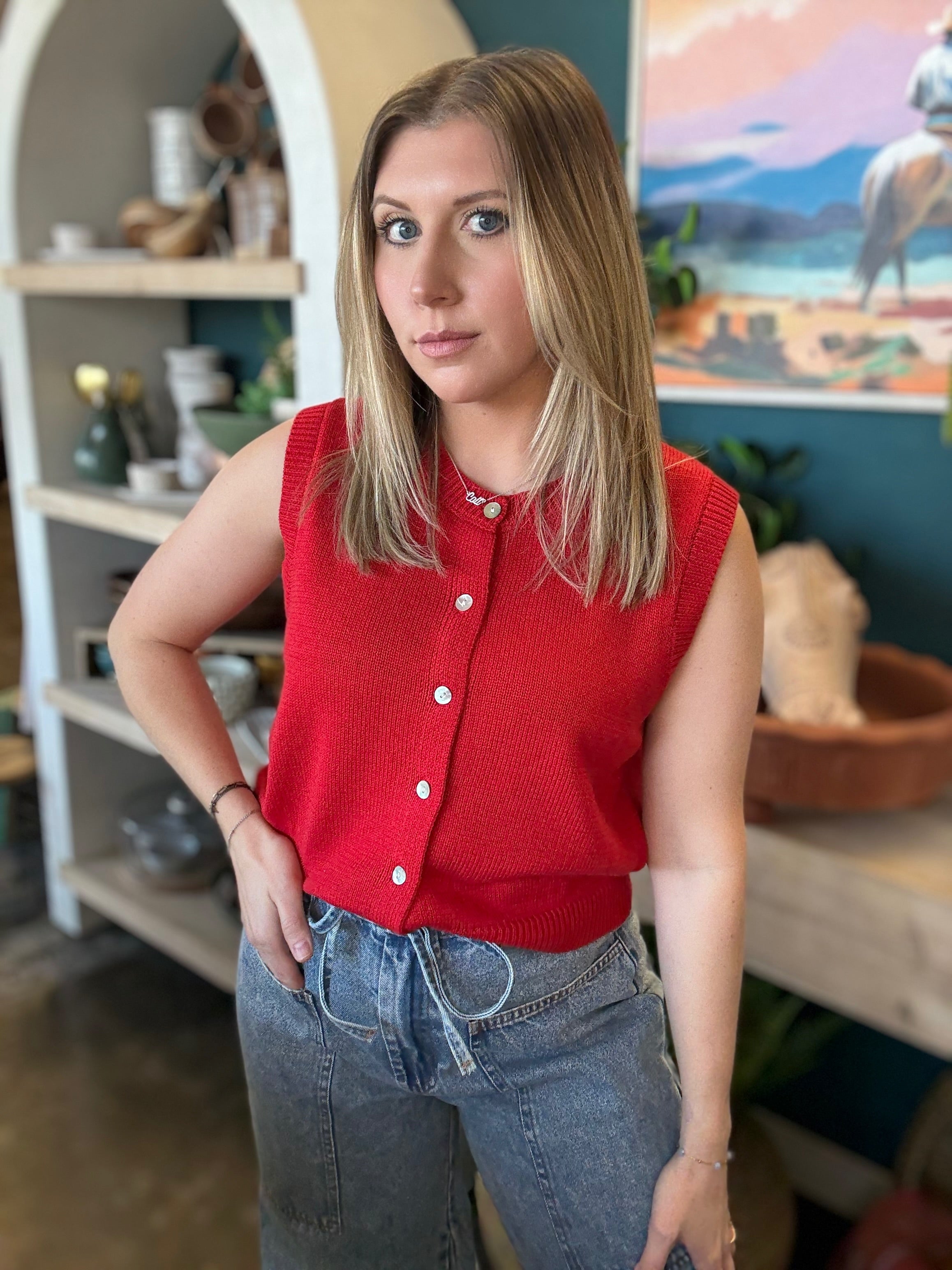 The Classic Button Knit Top