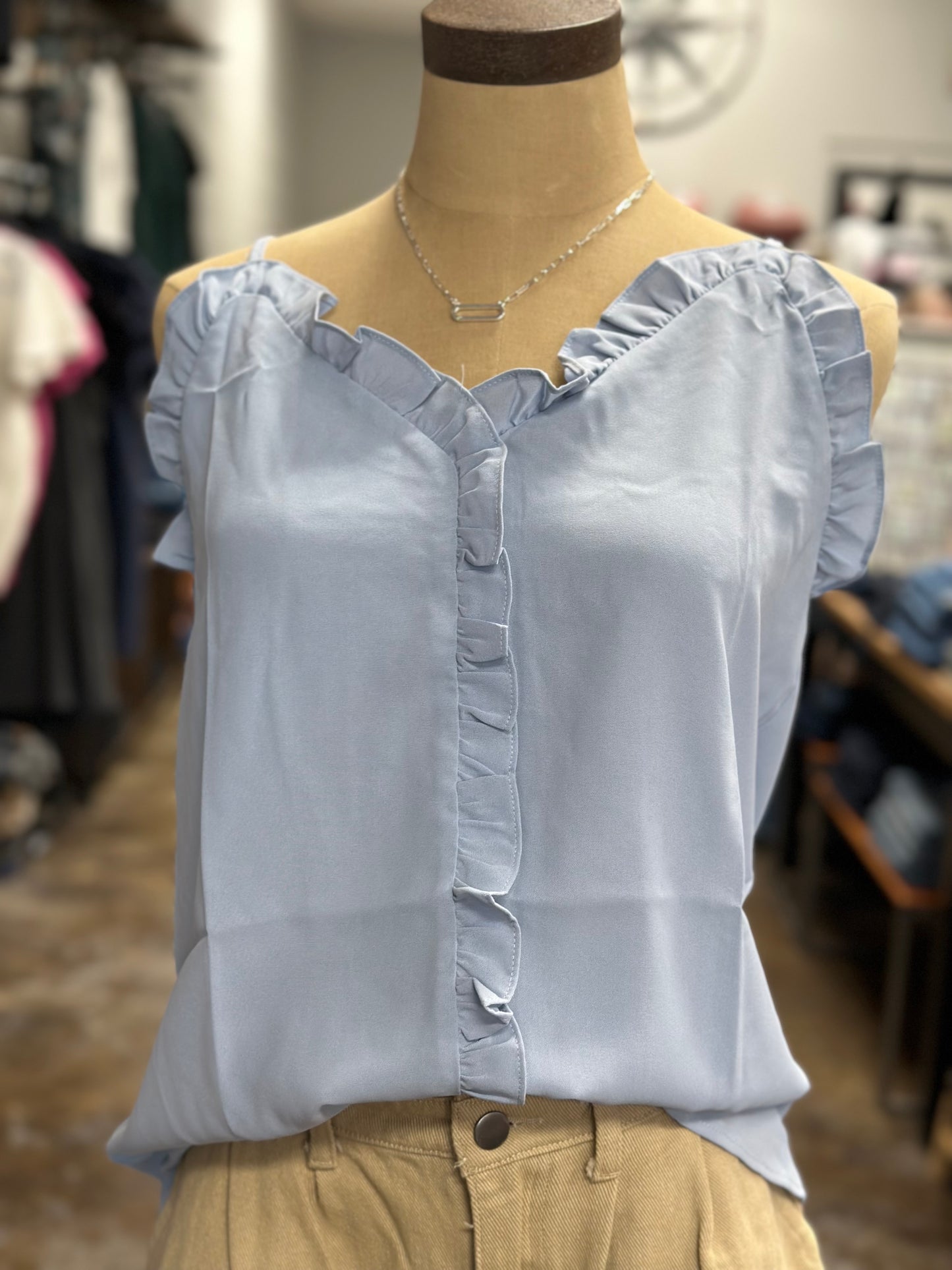 Frilled Tank - Blue