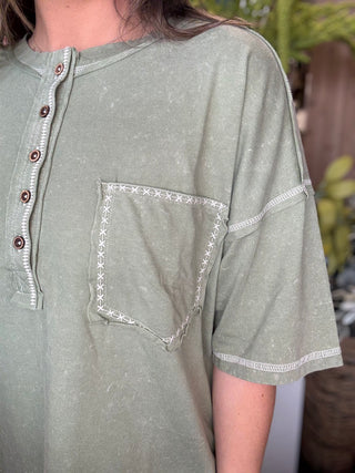 Mineral Washed Oversized Olive Top