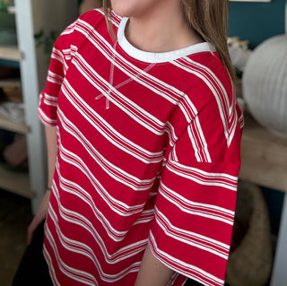 Americana Red & White Oversized Tee
