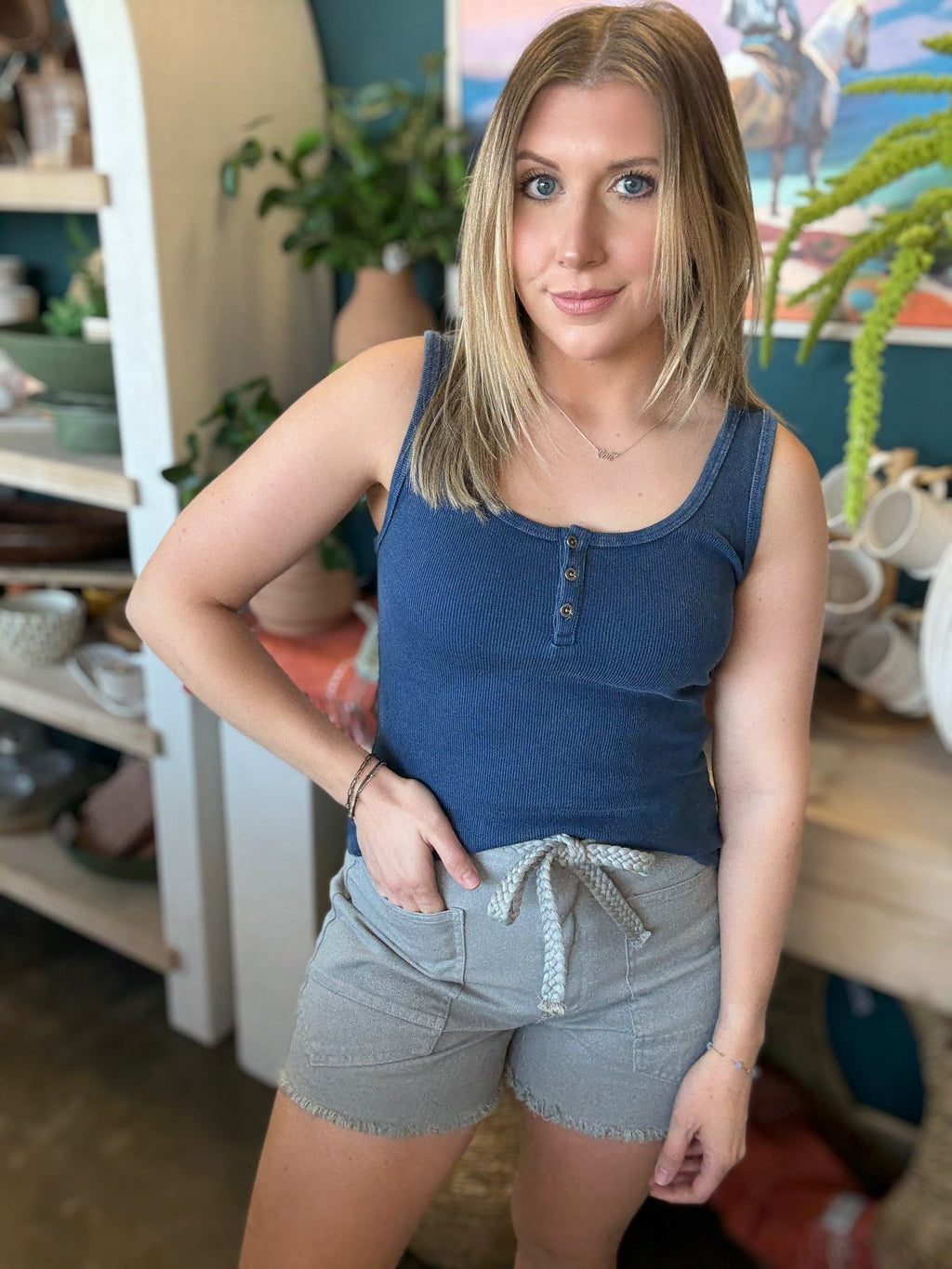 Navy Button Tank