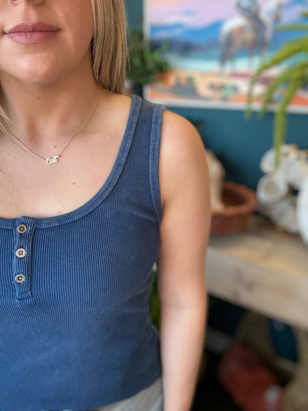 Navy Button Tank