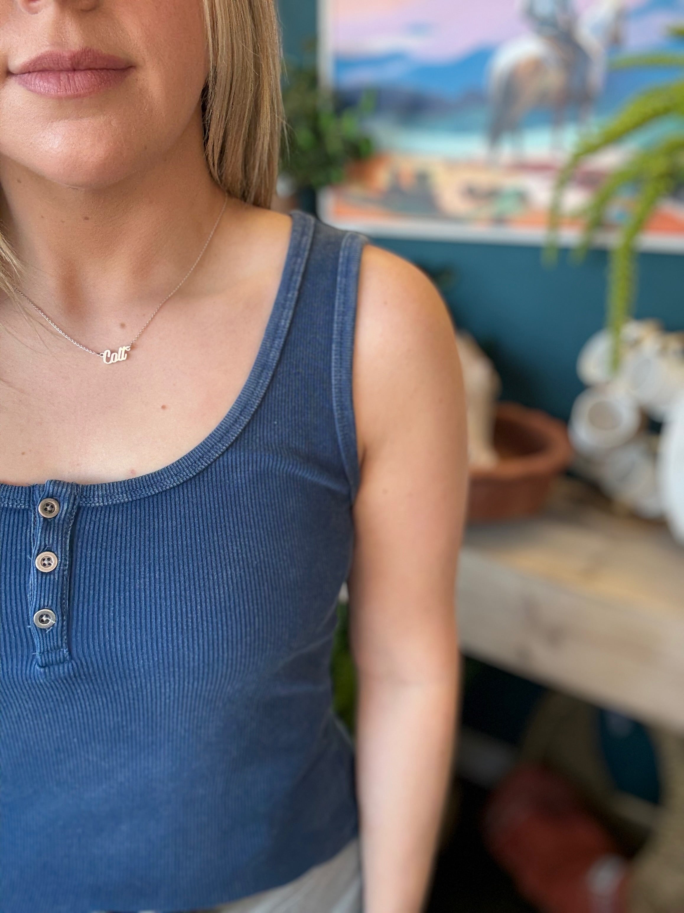 Navy Button Tank