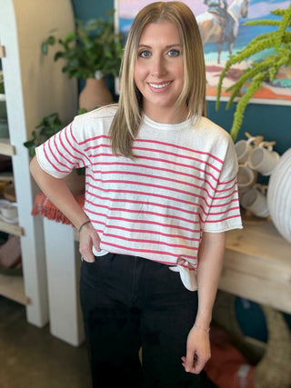 Pink and Ivory Stripe Everyday Top