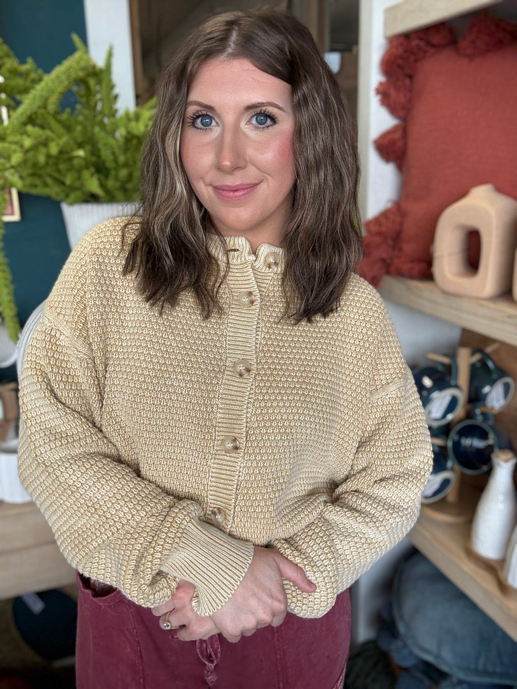 Mineral Washed Sunday Stroll Cardigan — Oatmeal
