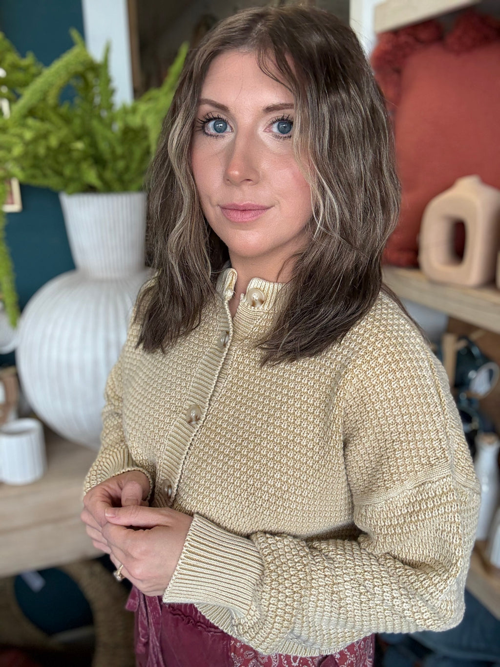Mineral Washed Sunday Stroll Cardigan — Oatmeal