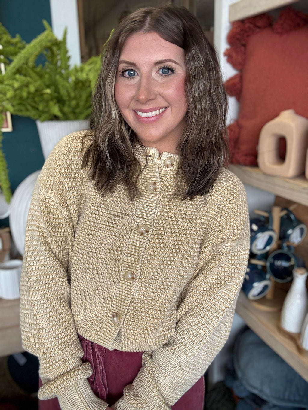 Mineral Washed Sunday Stroll Cardigan — Oatmeal