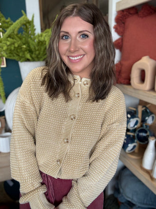 Mineral Washed Sunday Stroll Cardigan — Oatmeal