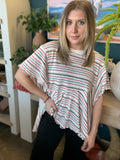 Ruffle Hem Stripe Babydoll Top
