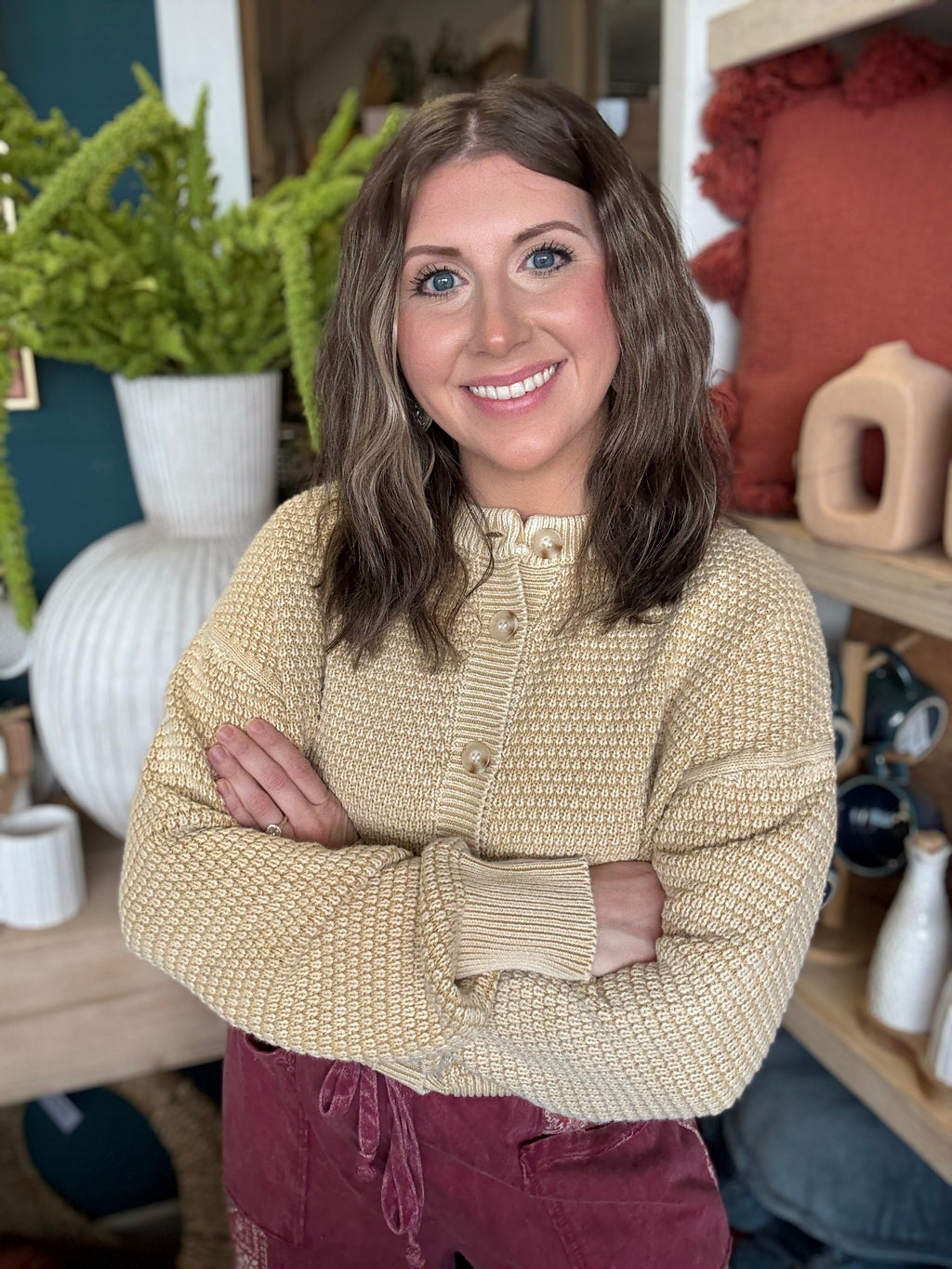 Mineral Washed Sunday Stroll Cardigan — Oatmeal