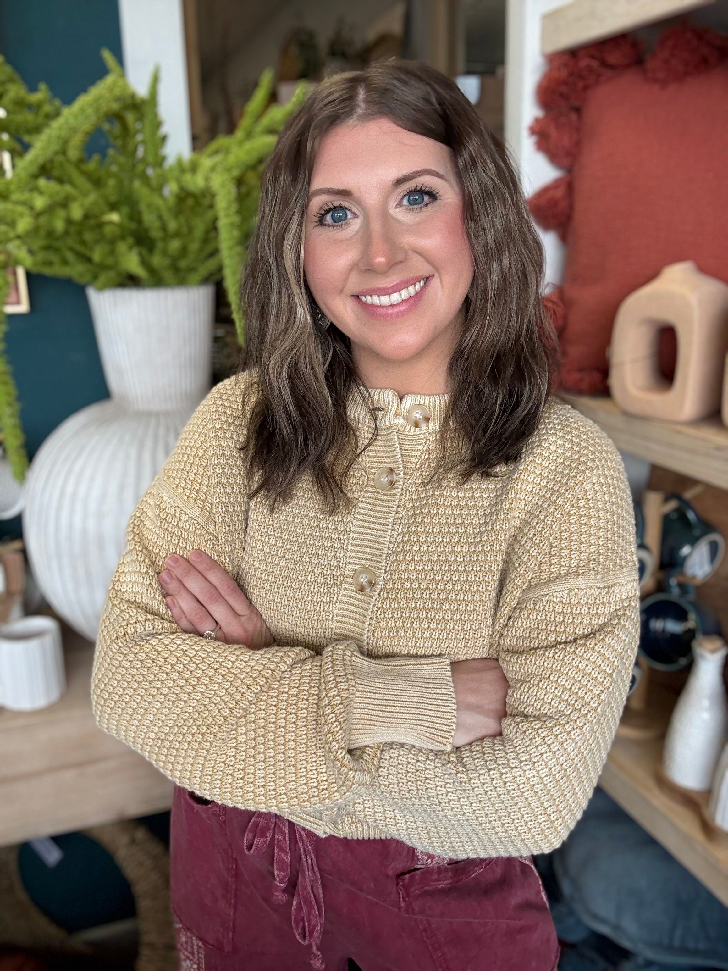 Mineral Washed Sunday Stroll Cardigan — Oatmeal