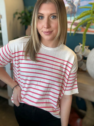 Pink and Ivory Stripe Everyday Top