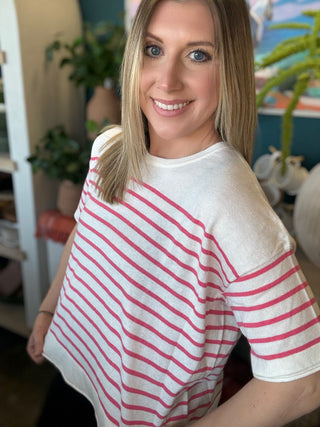Pink and Ivory Stripe Everyday Top