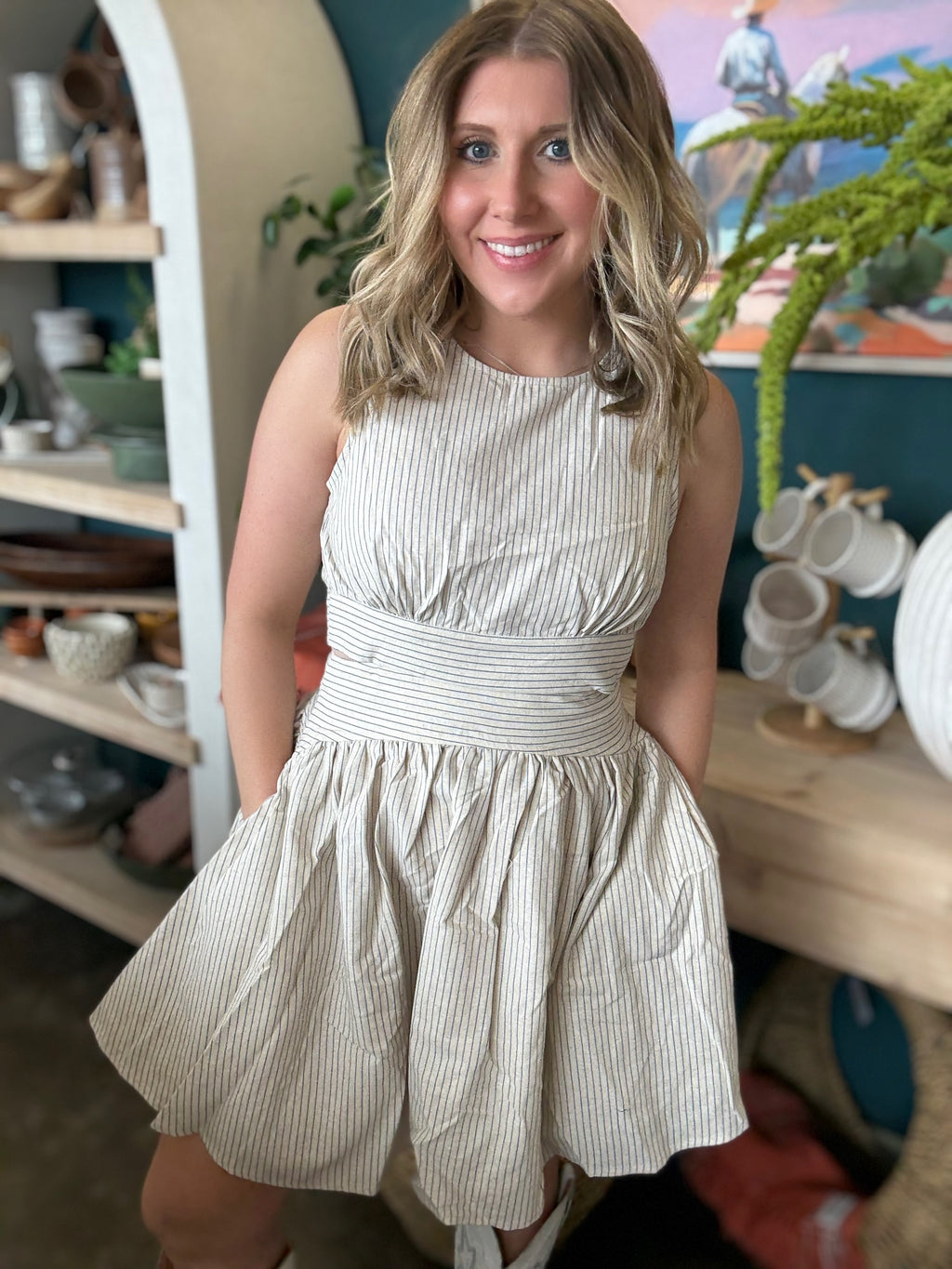 Seaside Breeze Open Back Mini Dress