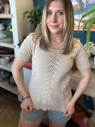 Taupe Round Neck Knit Top