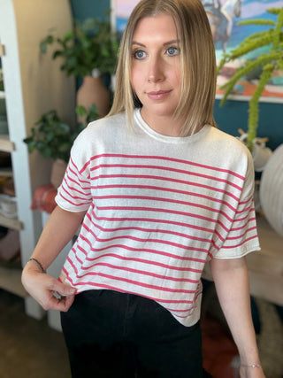 Pink and Ivory Stripe Everyday Top