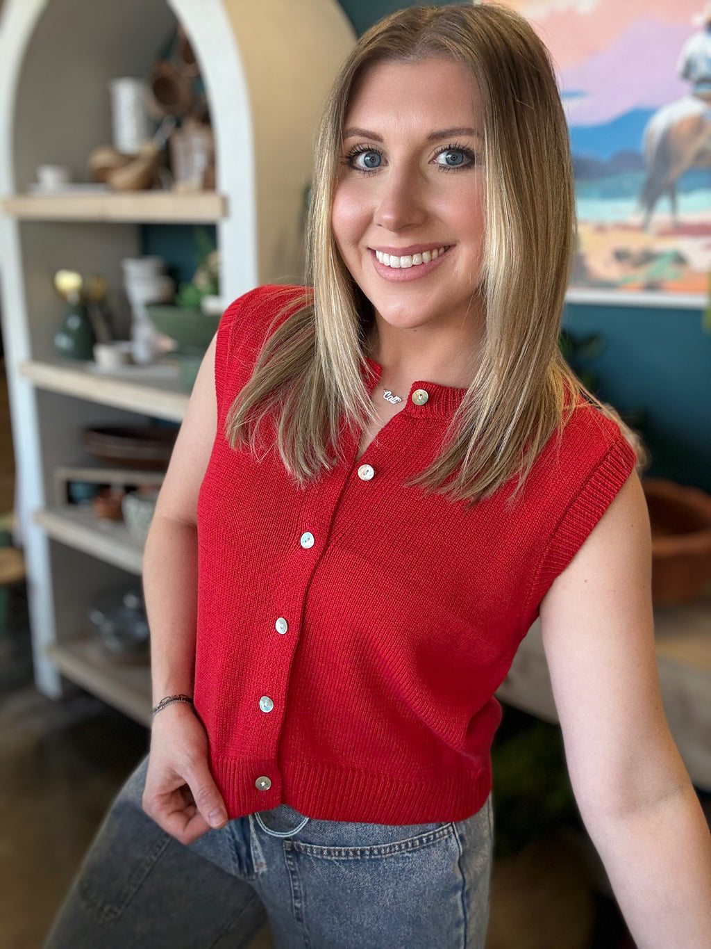 The Classic Button Knit Top