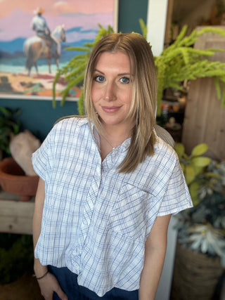 Coastal Casual Crinkled Plaid Bubble Hem