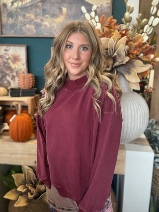 Mockneck Sweatshirt — Burgundy