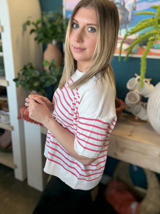 Pink and Ivory Stripe Everyday Top