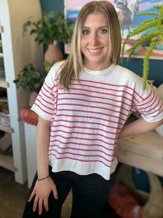 Pink and Ivory Stripe Everyday Top