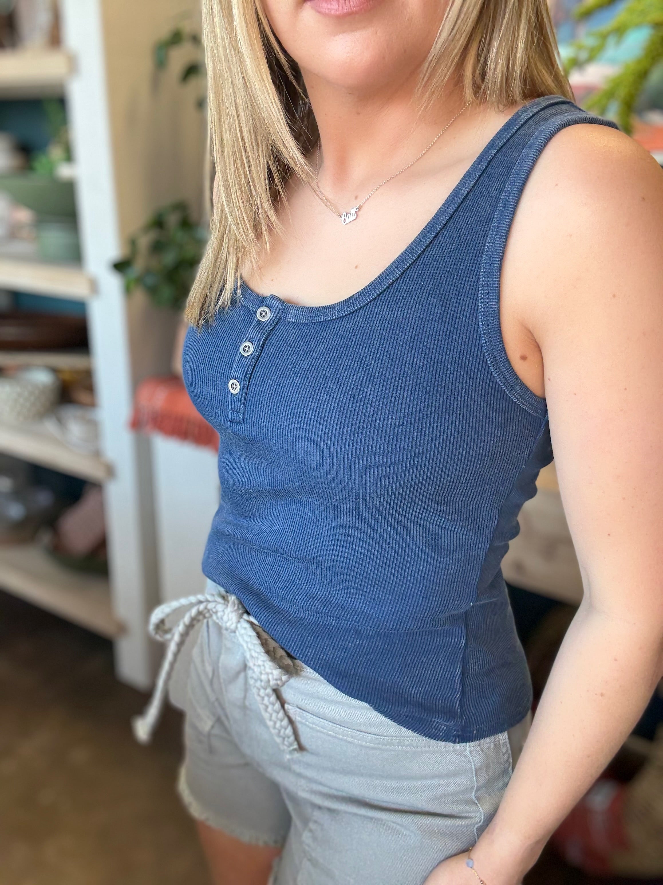 Navy Button Tank
