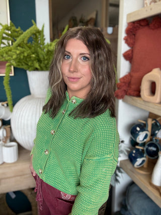 Mineral Washed Sunday Stroll Cardigan — Fern