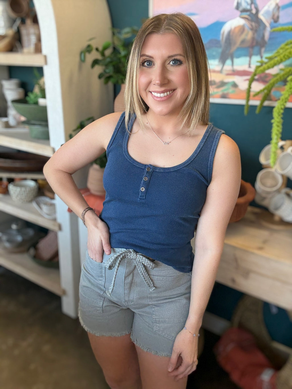 Navy Button Tank