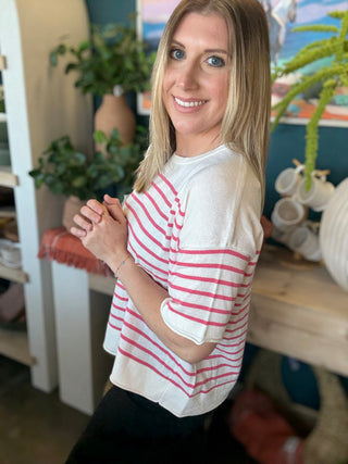 Pink and Ivory Stripe Everyday Top