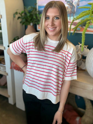 Pink and Ivory Stripe Everyday Top