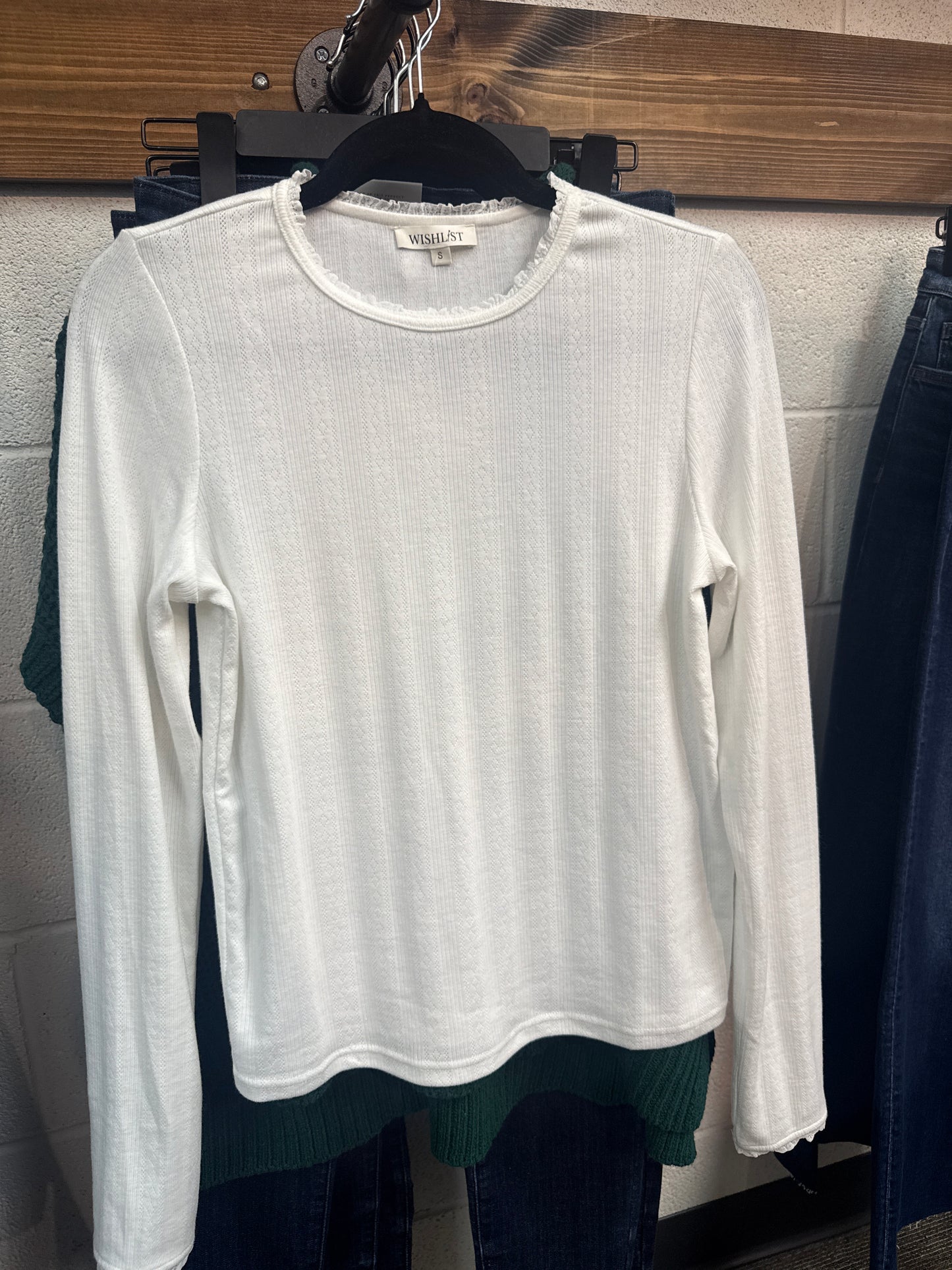 Pointelle Knit Top — White