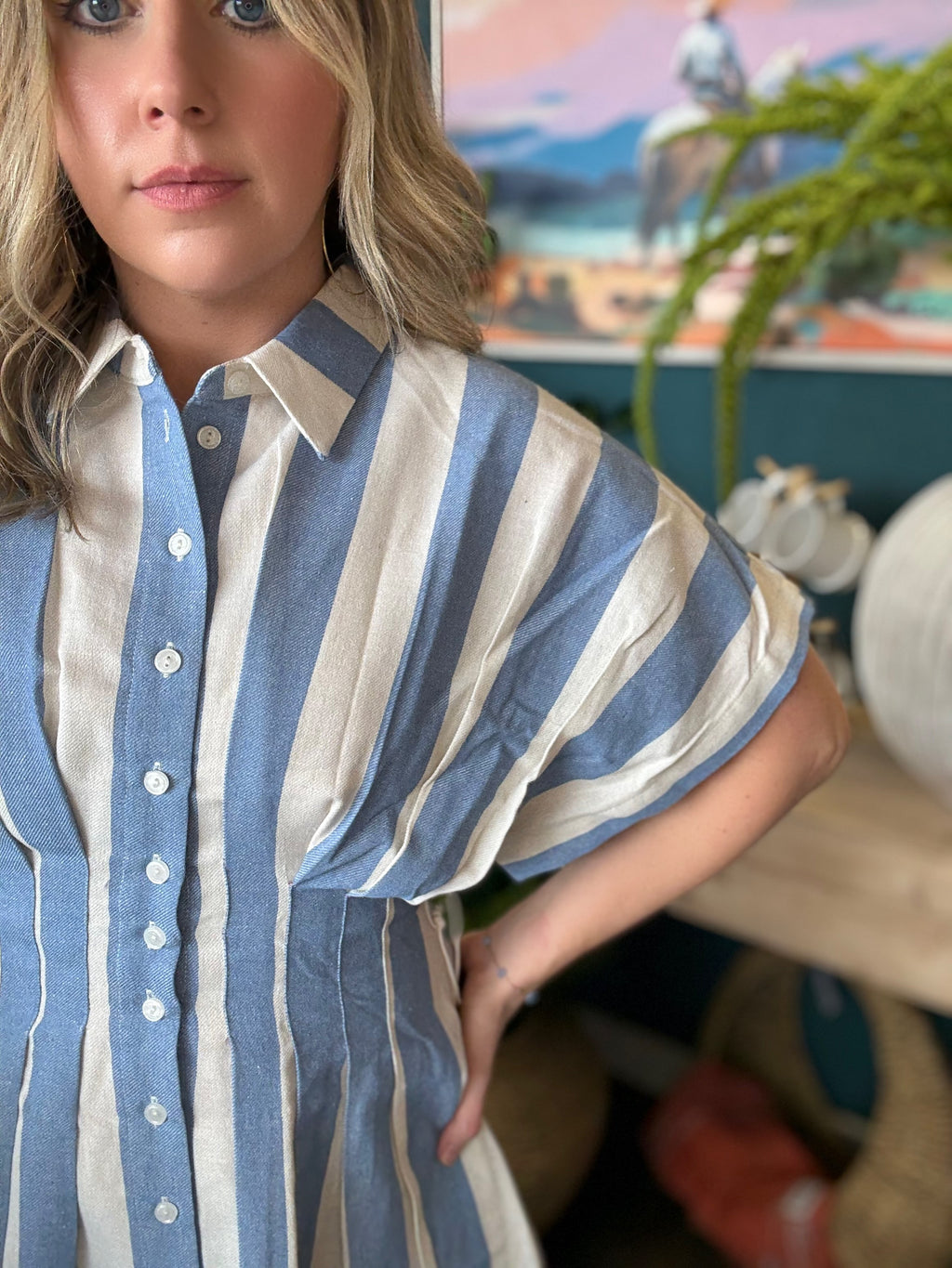 Stripe Pintuck Dress