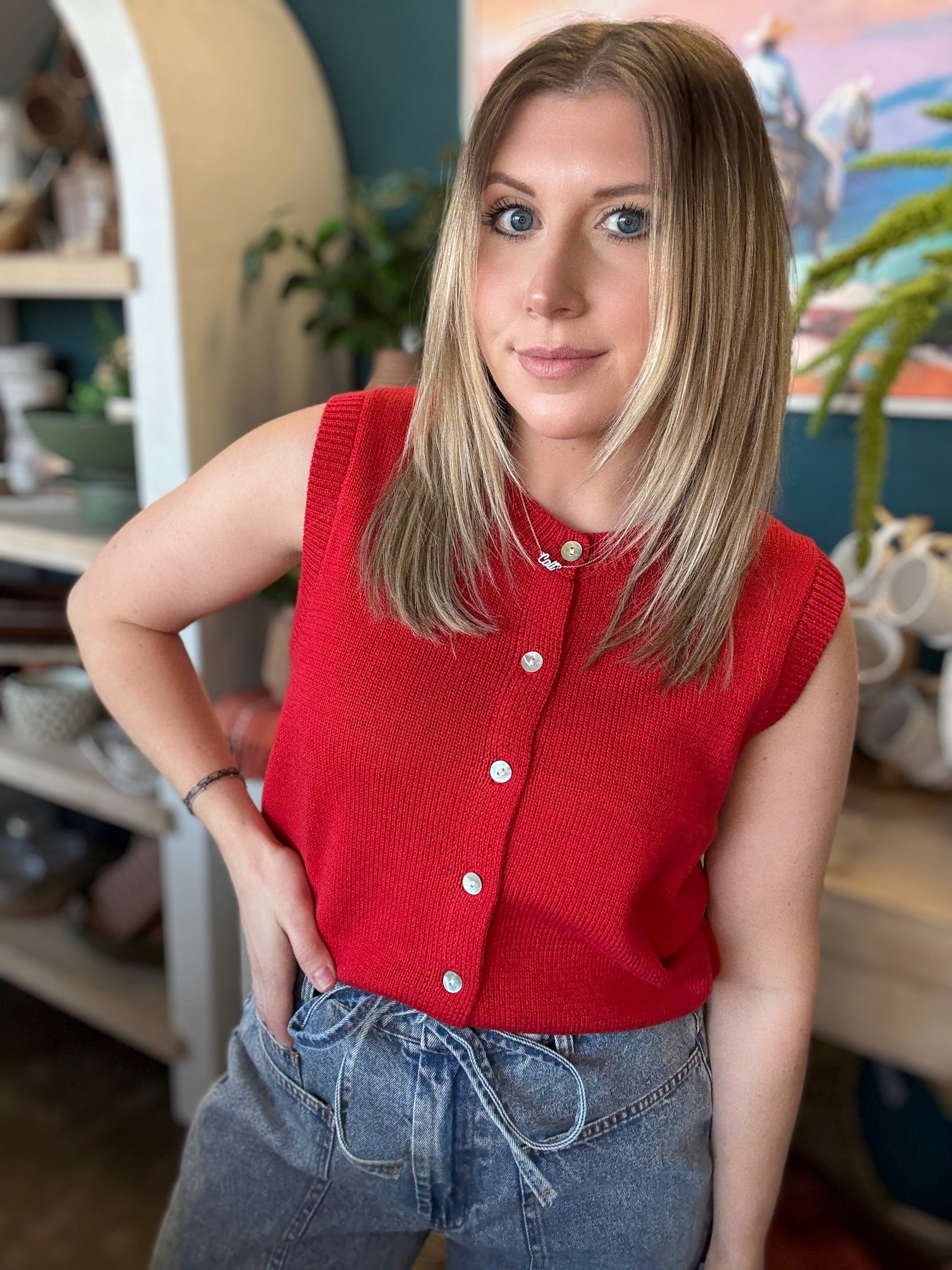 The Classic Button Knit Top