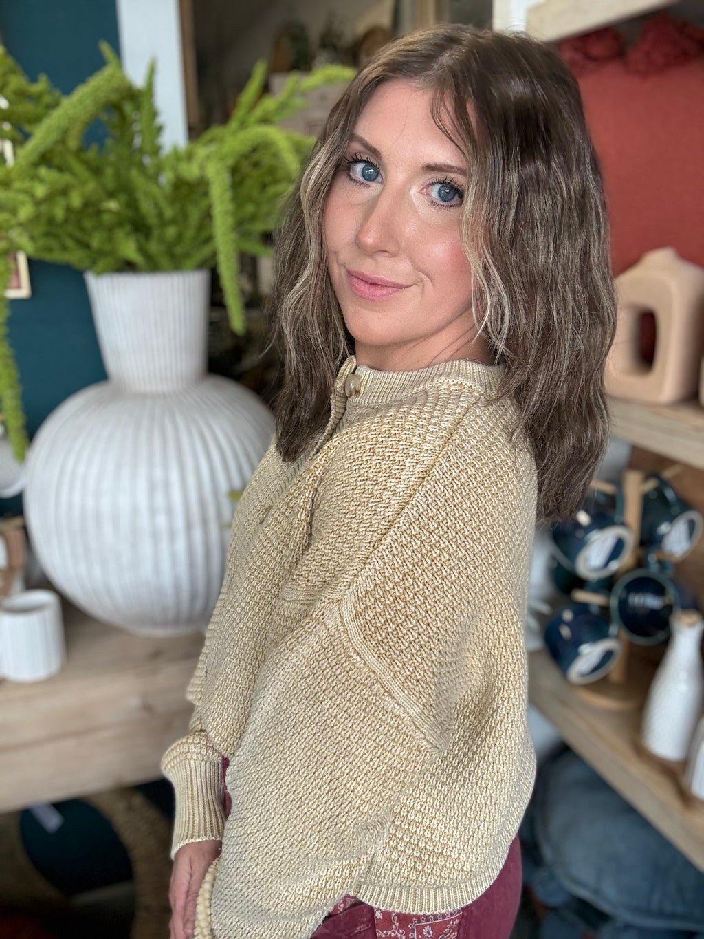 Mineral Washed Sunday Stroll Cardigan — Oatmeal