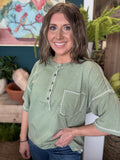 Mineral Washed Oversized Olive Top