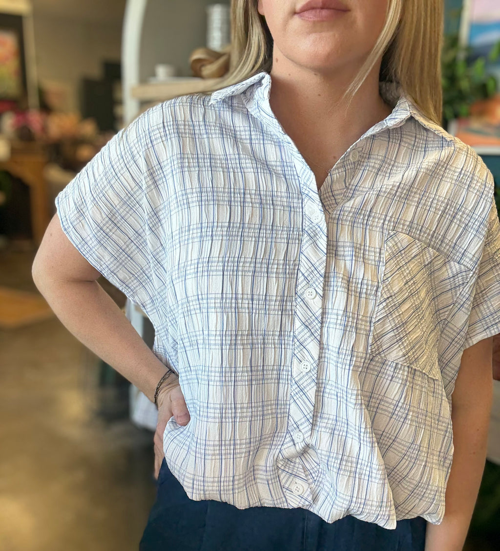 Clean Lines Cinched Button Up Top