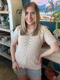 Soft Sand Pointelle Knit Top