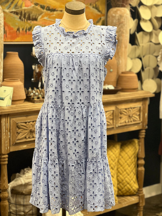 Eyelet Dress - Blue.